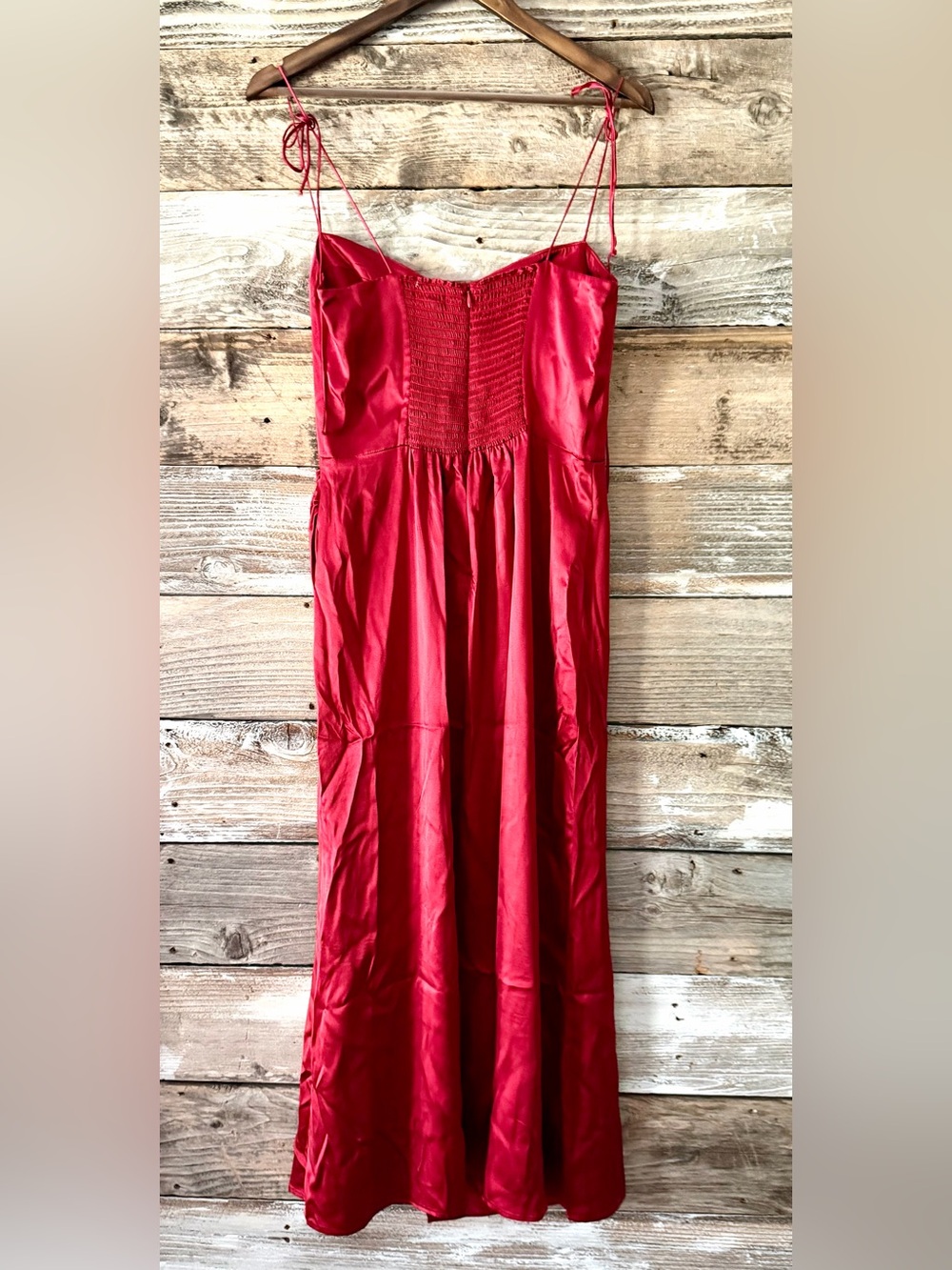 REFORMATION Red Silk Marguerite Midi Dress Size 8 NWOT - Picture 5 of 8